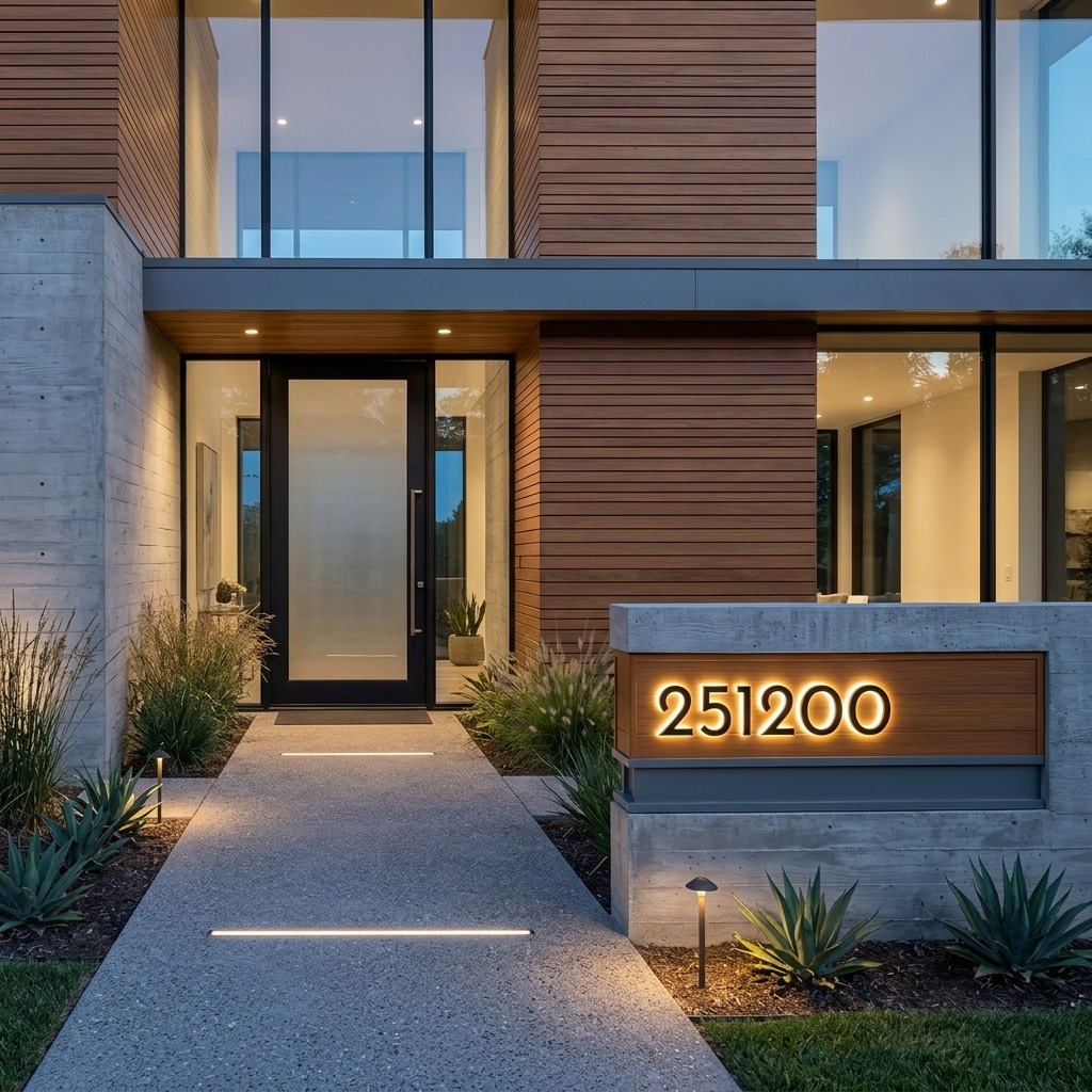 lighted address numbers for modern homes